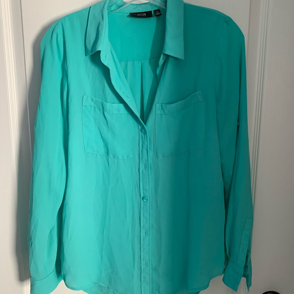 Flowy teal button down blouse